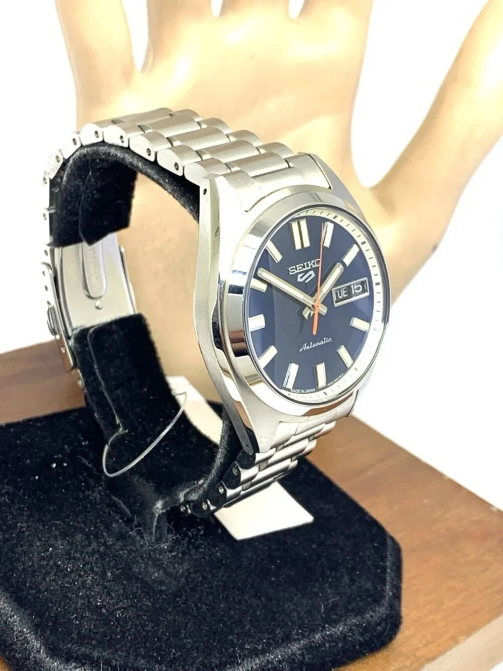Seiko 5 Sports Men's Watch SRPK87 Automatic Blue Dial Day Date Silver Steel 37mm